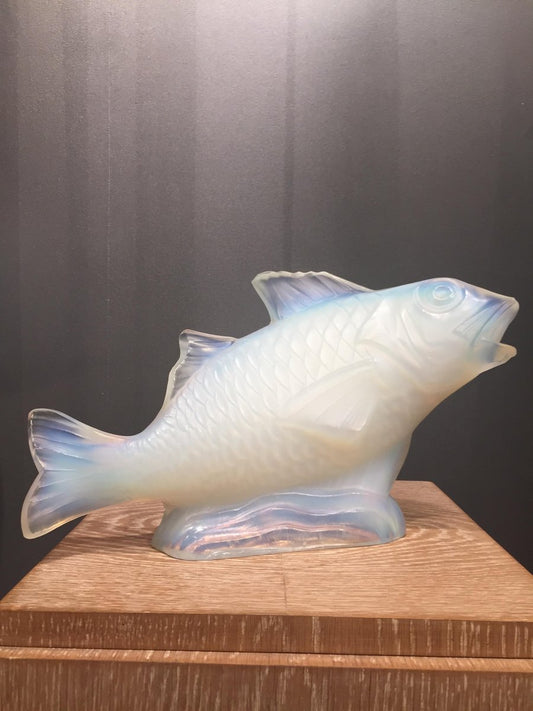 Opalescent Glass Carp Sculpture from Sabino, 1930s