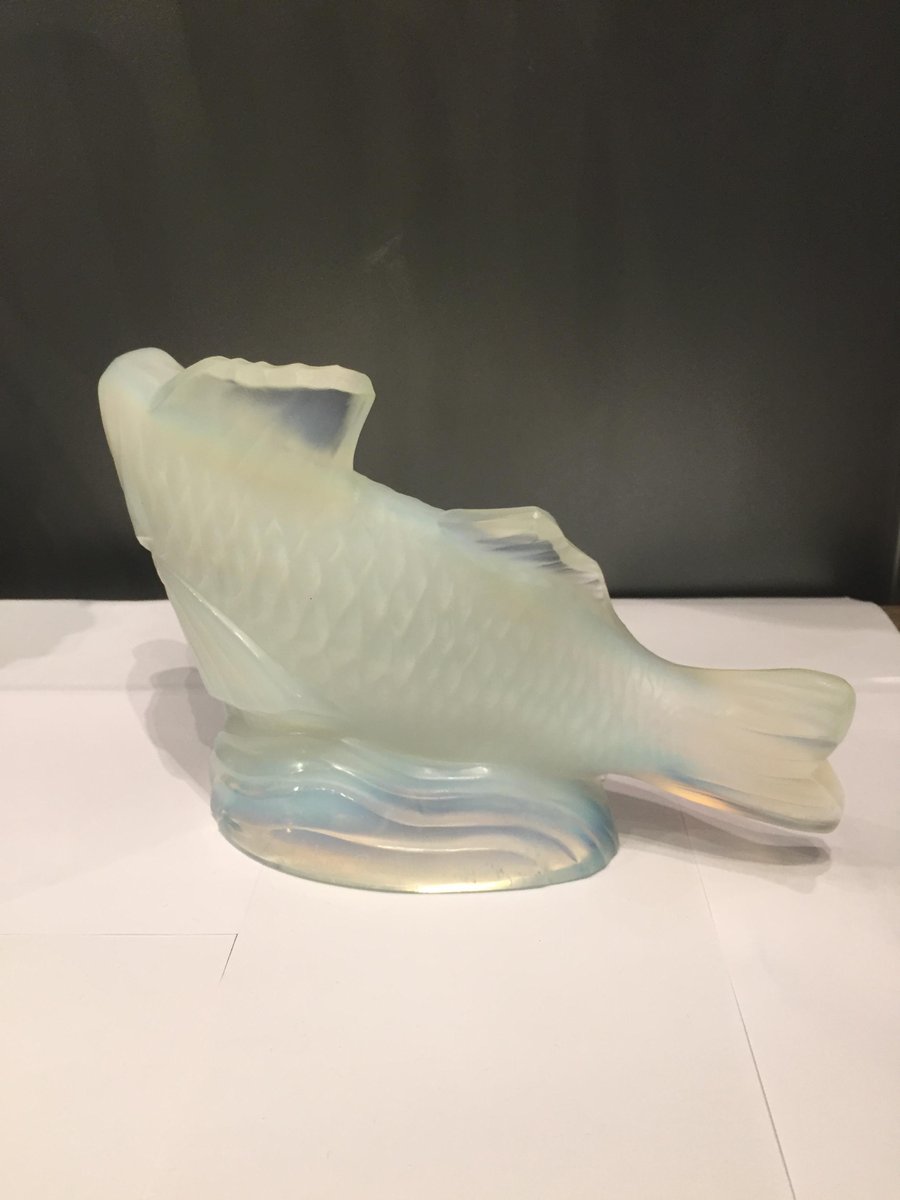 Opalescent Glass Carp Sculpture from Sabino, 1930s