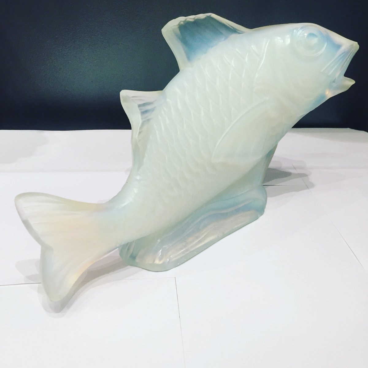 Opalescent Glass Carp Sculpture from Sabino, 1930s