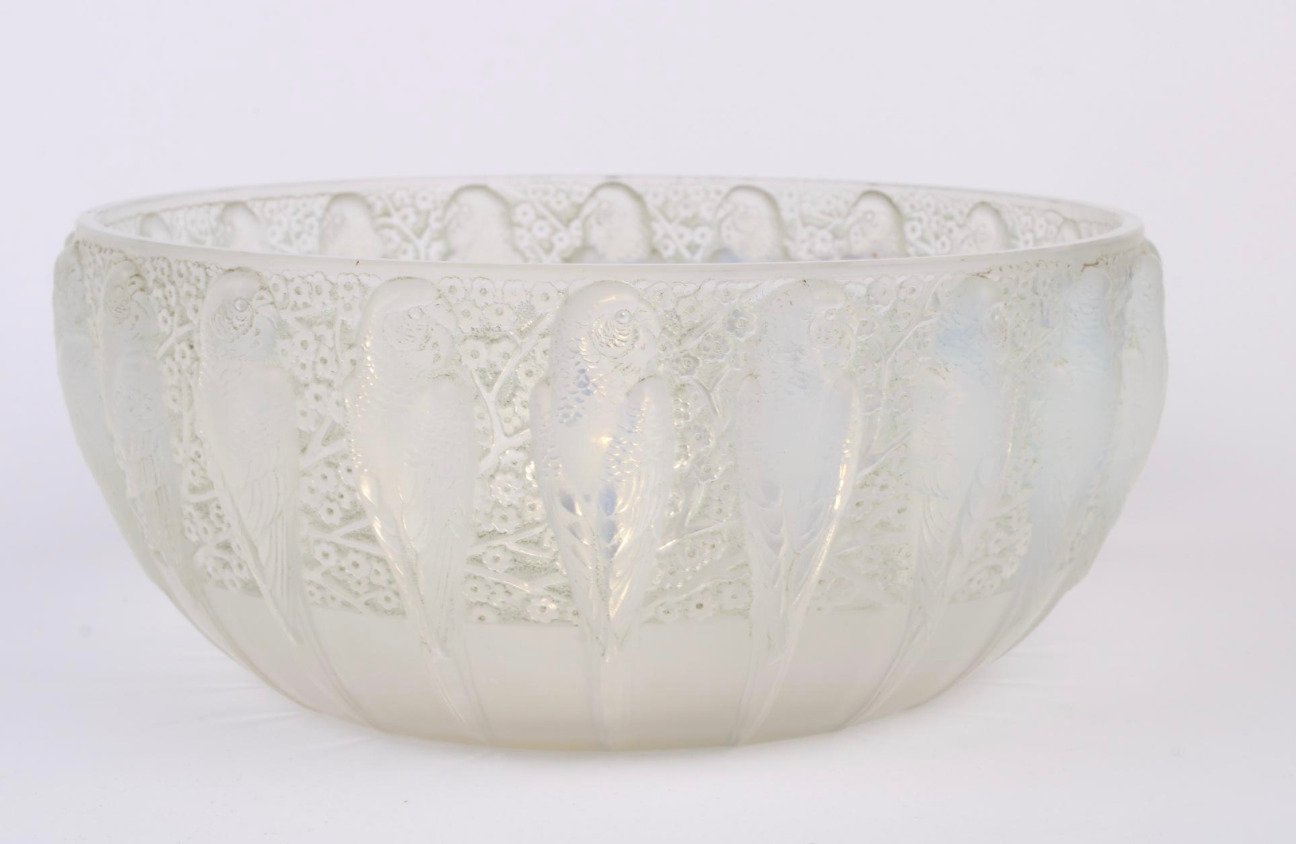 Opalescent Parakeets Bowl by René Lalique, 1931