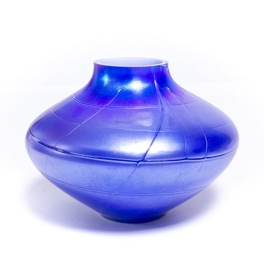 Opalescent Violet Glass Vase in the Style of Loetz