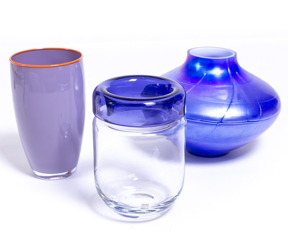 Opalescent Violet Glass Vase in the Style of Loetz