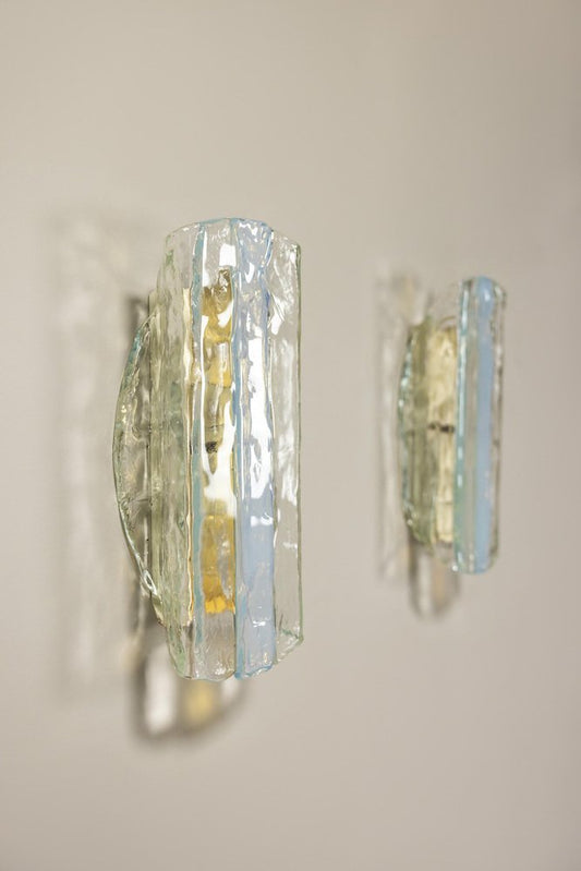 Opalescent Wall Lights in Murano, Italy, 1970s, Set of 2