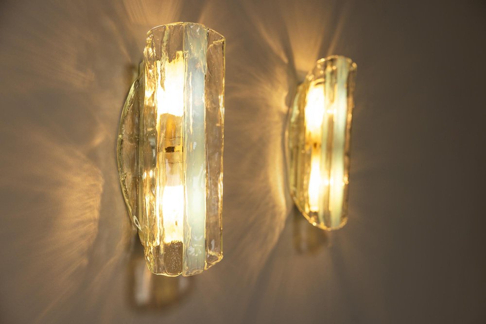 Opalescent Wall Lights in Murano, Italy, 1970s, Set of 2