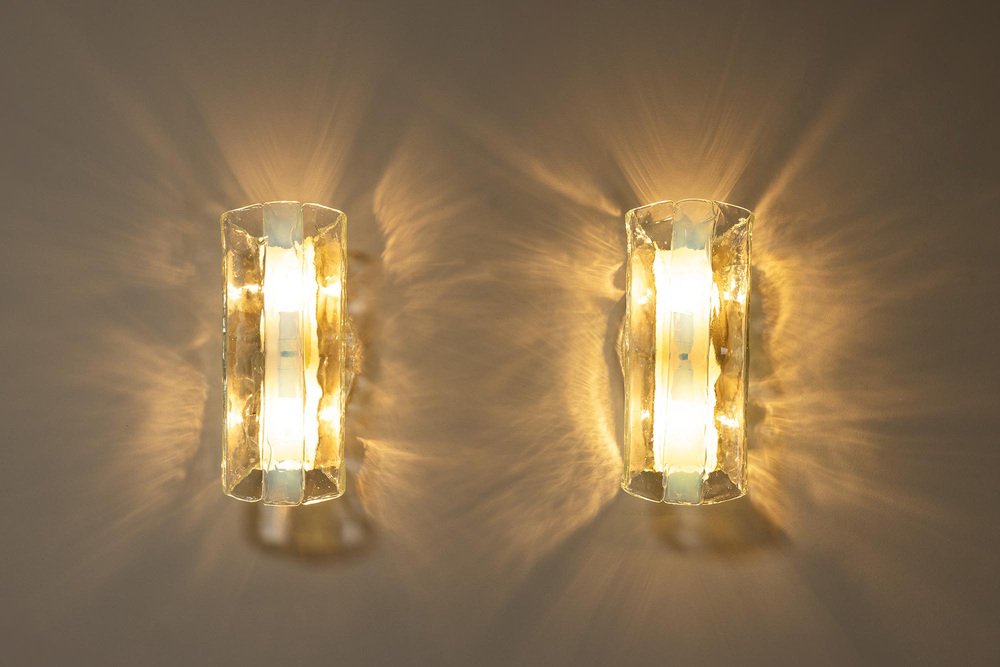 Opalescent Wall Lights in Murano, Italy, 1970s, Set of 2