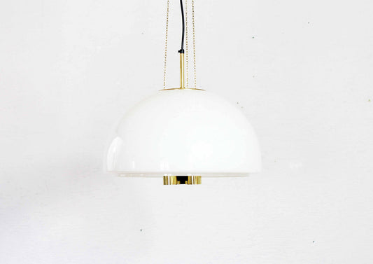 Opaline and Brass Ceiling Lamp from Glashütte Limburg, 1960s