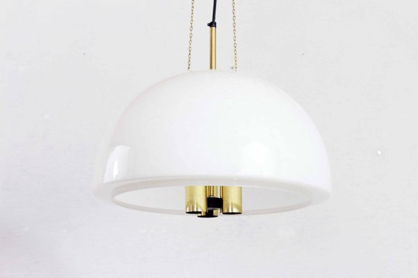 Opaline and Brass Ceiling Lamp from Glashütte Limburg, 1960s-BQF-904387