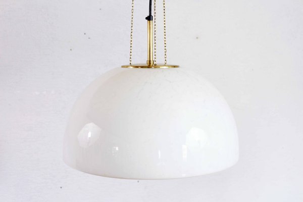 Opaline and Brass Ceiling Lamp from Glashütte Limburg, 1960s-BQF-904387