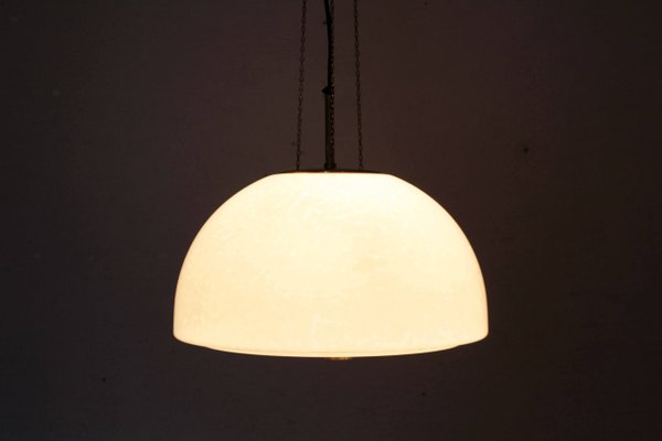 Opaline and Brass Ceiling Lamp from Glashütte Limburg, 1960s-BQF-904387