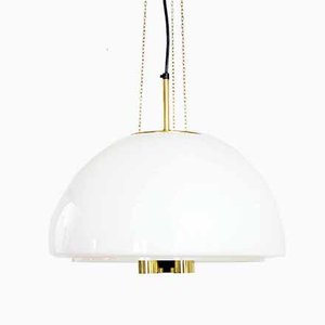 Opaline and Brass Ceiling Lamp from Glashütte Limburg, 1960s-BQF-904387