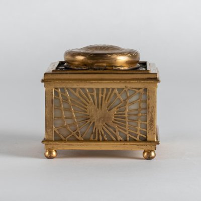 Opaline and Brass Inkwell from Tiffany Studio, Early 20th Century-WFS-1768070