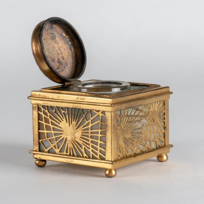 Opaline and Brass Inkwell from Tiffany Studio, Early 20th Century-WFS-1768070