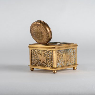 Opaline and Brass Inkwell from Tiffany Studio, Early 20th Century-WFS-1768070