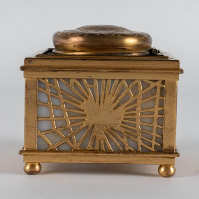 Opaline and Brass Inkwell from Tiffany Studio, Early 20th Century-WFS-1768070