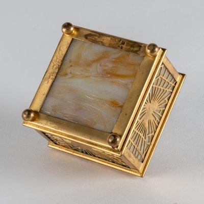 Opaline and Brass Inkwell from Tiffany Studio, Early 20th Century-WFS-1768070