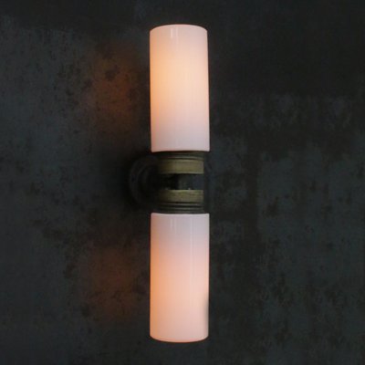 Opaline Glass & Brass Double Sconce Wall Lamp-BLS-2016410