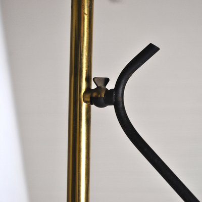 Opaline Glass & Brass Floor Lamp by Stilnovo, 1950s-JQO-956539