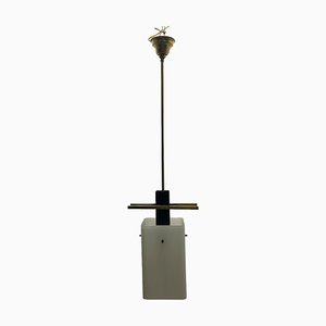 Opaline Glass & Brass Pendant Light, 1950s-JJC-1765095