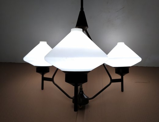 Opaline Glass Chandelier from Stilnovo, 1950s-EI-936206