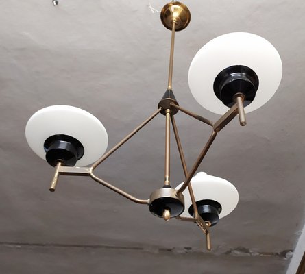 Opaline Glass Chandelier from Stilnovo, 1950s-EI-936206