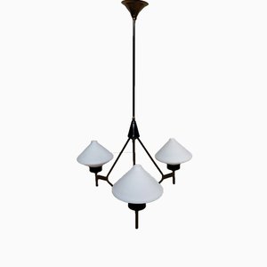 Opaline Glass Chandelier from Stilnovo, 1950s-EI-936206