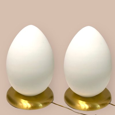 Opaline Glass Egg Table Lamps, Set of 2-JJC-1416883