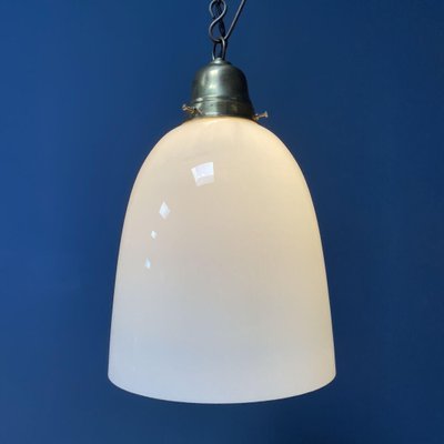 Opaline Glass Hanging Lamp with Brass Fixture-NPL-1336954