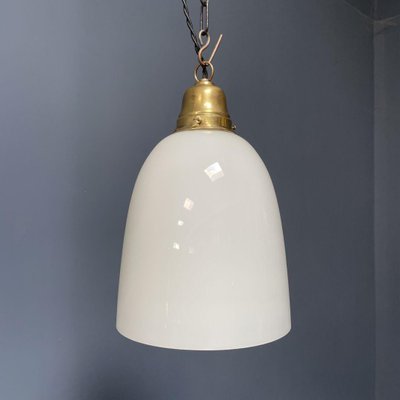 Opaline Glass Hanging Lamp with Brass Fixture-NPL-1336954