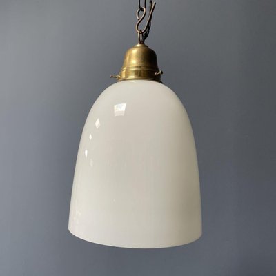 Opaline Glass Hanging Lamp with Brass Fixture-NPL-1336954