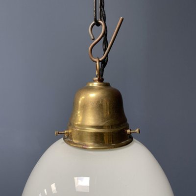 Opaline Glass Hanging Lamp with Brass Fixture-NPL-1336954