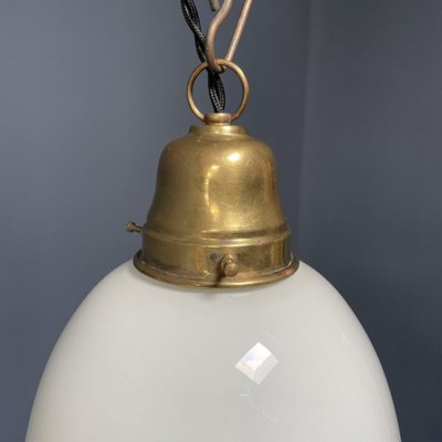 Opaline Glass Hanging Lamp with Brass Fixture-NPL-1336954