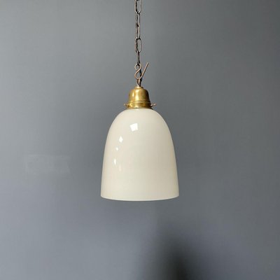 Opaline Glass Hanging Lamp with Brass Fixture-NPL-1336954