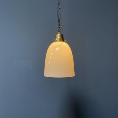 Opaline Glass Hanging Lamp with Brass Fixture-NPL-1336954