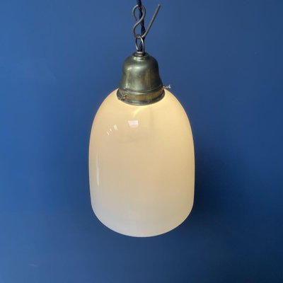 Opaline Glass Hanging Lamp with Brass Fixture-NPL-1336954