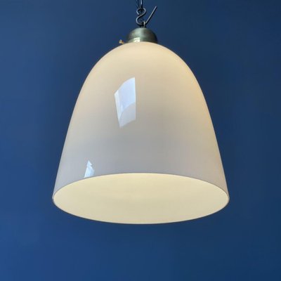 Opaline Glass Hanging Lamp with Brass Fixture-NPL-1336954