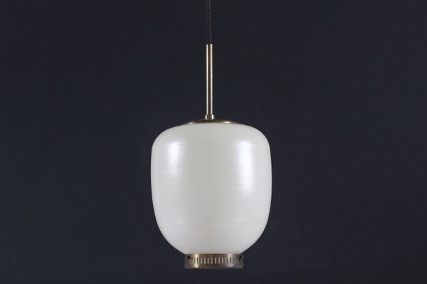 Opaline Glass Pendant Lamp by Bent Karlby for Lyfa, 1960s-QQ-1415218