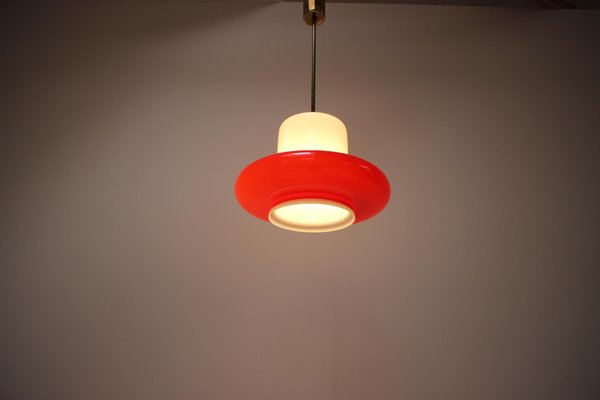 Opaline Glass Pendant Light, Czechoslovakial, 1960s-TZ-1186622