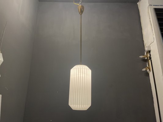 Opaline Glass Pleated Light Pendant, 1950s-JJC-1028222