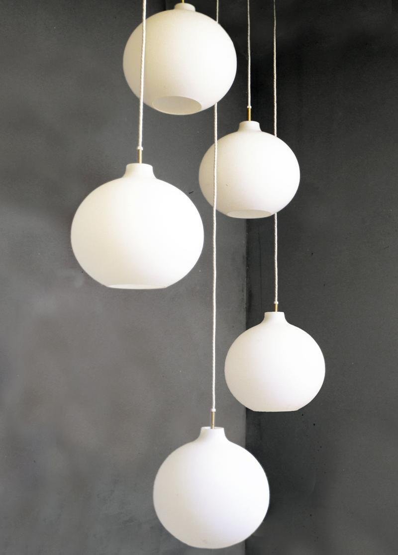 Opaline Glass Satellite Pendant Lamp by Vilhelm Wohlert for Louis Poulsen, 1970s