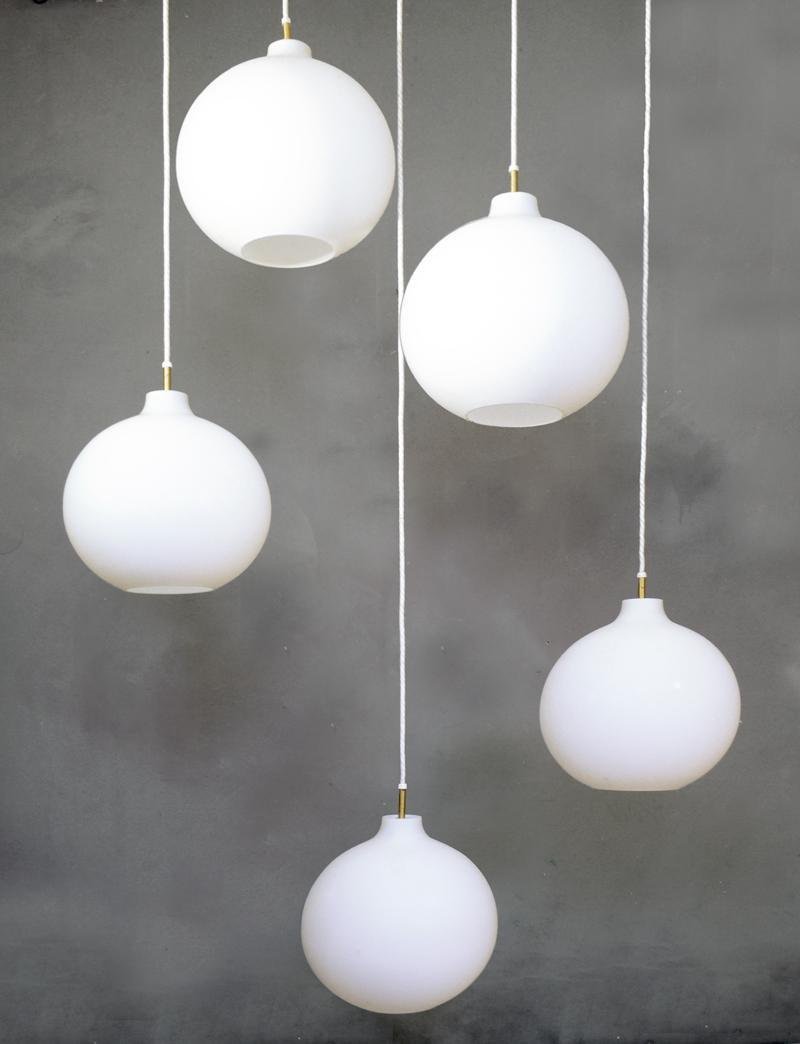 Opaline Glass Satellite Pendant Lamp by Vilhelm Wohlert for Louis Poulsen, 1970s