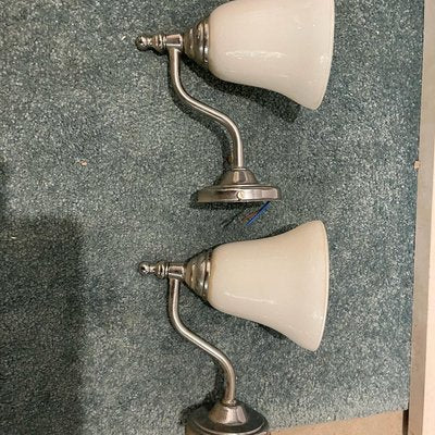 Opaline Glass Sconces, 1970s, Set of 2-JJC-1419538