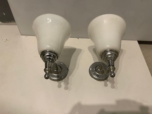 Opaline Glass Sconces, 1970s, Set of 2-JJC-1419538