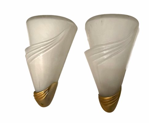 Opaline Glass Sconces, 1970s, Set of 4-JJC-843781