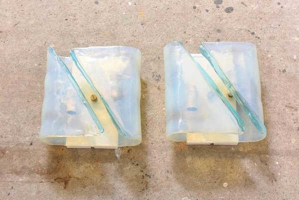 Opaline Glass Sconces from Mazzega, 1960s, Set of 2-KL-620442