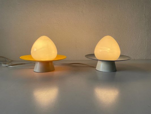 Opaline Glass UFO Bathroom Ceiling Lamps, Germany, 1960s, Set of 2-RDS-1146554