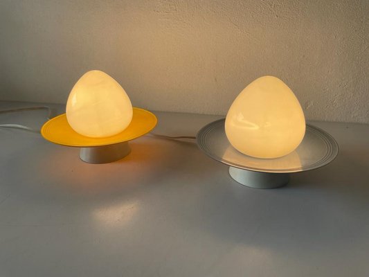 Opaline Glass UFO Bathroom Ceiling Lamps, Germany, 1960s, Set of 2-RDS-1146554