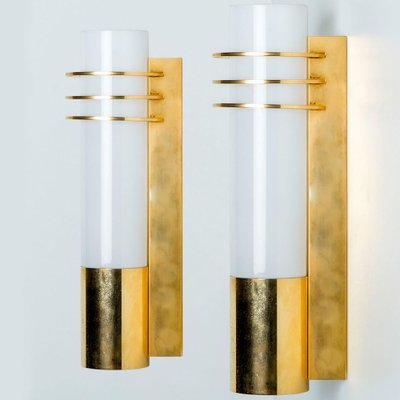 Opaline Glass Wall Lights attributed to Glashütte Limburg, 1960, Set of 2-VDW-2044211