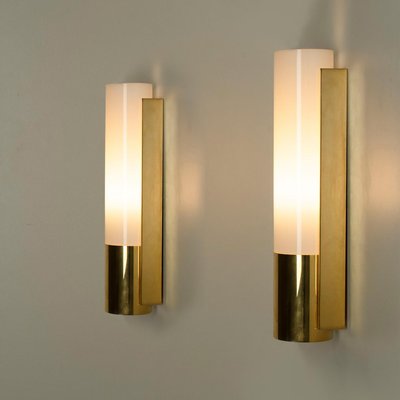 Opaline Glass Wall Lights from Glashütte Limburg, 1970, Set of 2-VDW-2032761