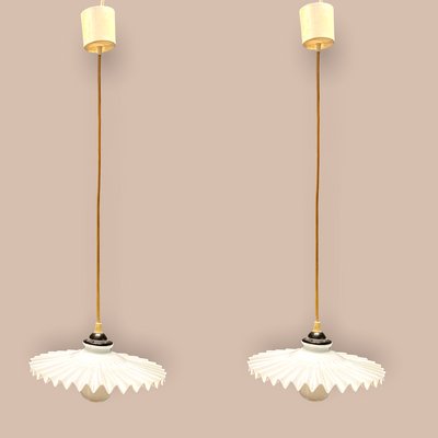 Opaline Pleated Glass Light Pendants, Set of 2-JJC-1317092