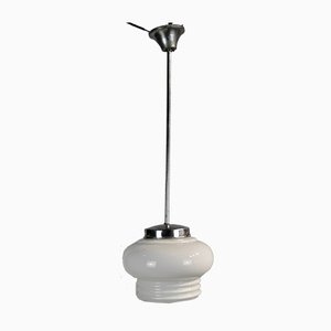 Opaline White Tulip Ceiling Lamp, 1940s-ROJ-655221